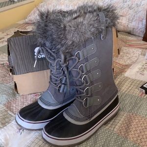 Size 8 grey winter sores fur boots waterproof.